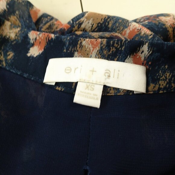 Eri + Ali Women's XS Anthropologie Floral Peasant Boho Long Sheer Sleeve Blouse - Picture 6 of 6